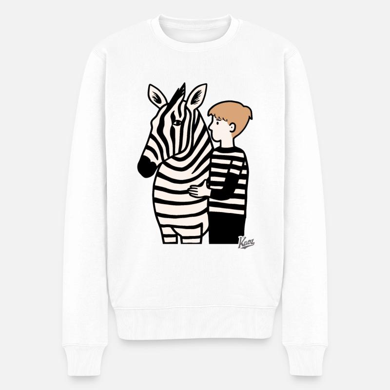 Garçon avec zèbre - Pull Premium bio Homme - blanc