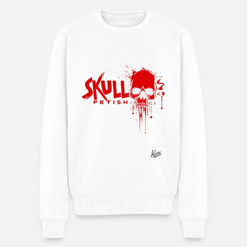 Totenkopf-Fetisch: Rock den Schädel-Style - Männer Premium Bio Pullover - Weiß