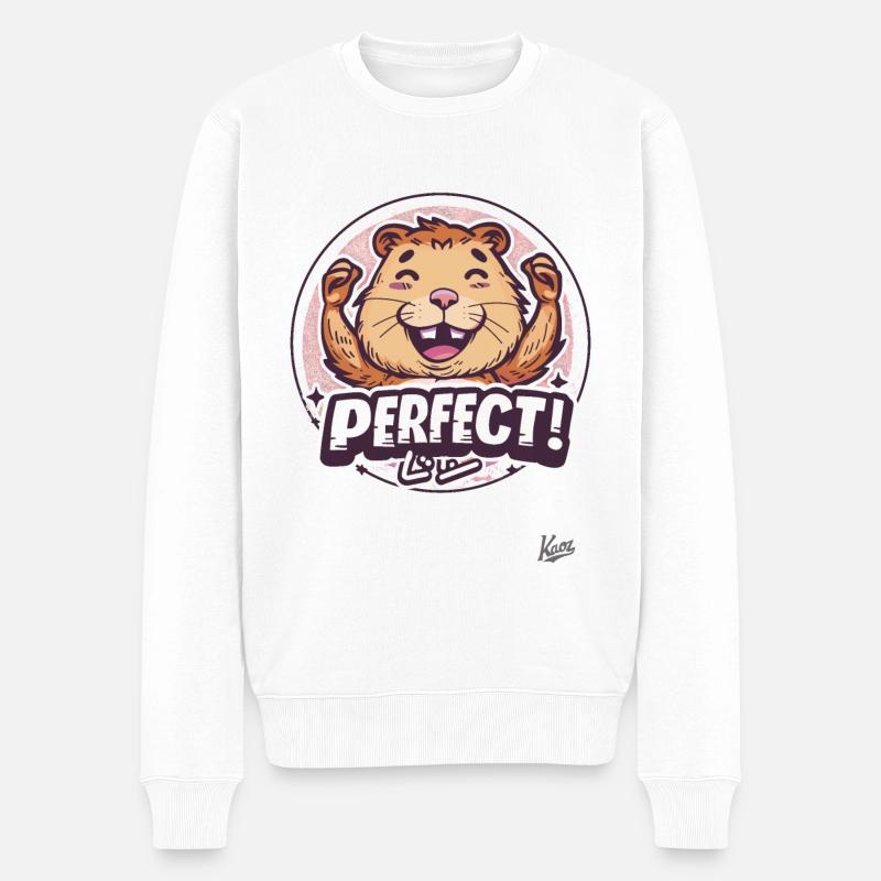 Le castor heureux parfait - Pull Premium bio Homme - blanc