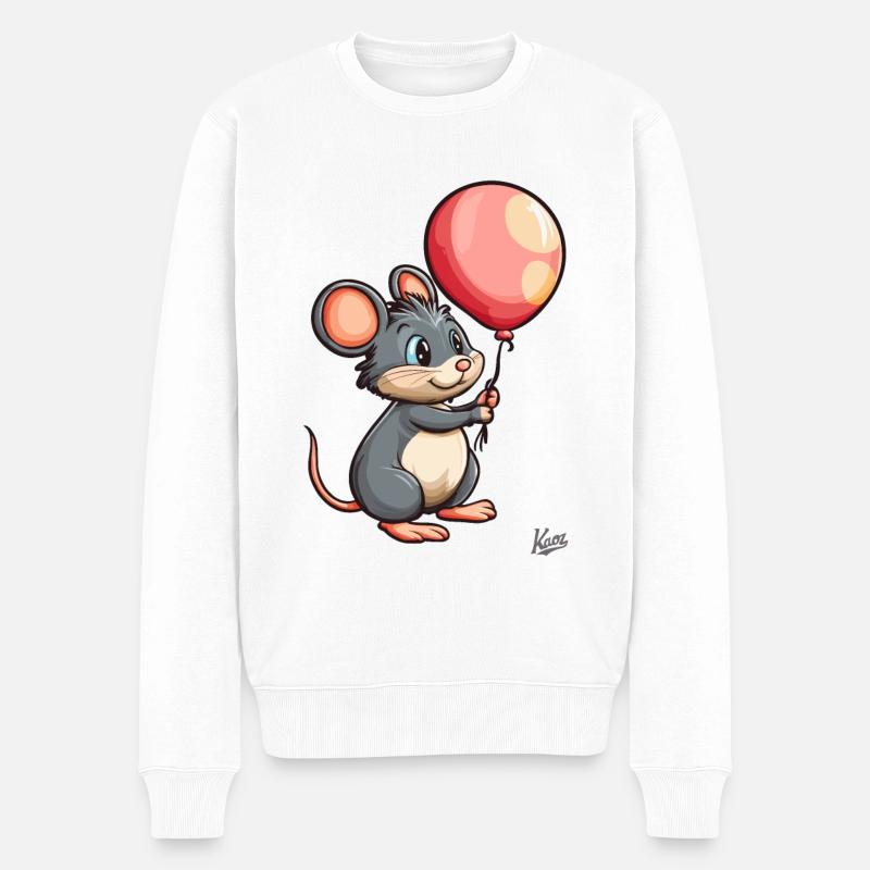 Souris mignonne avec ballon - Pull Premium bio Homme - blanc