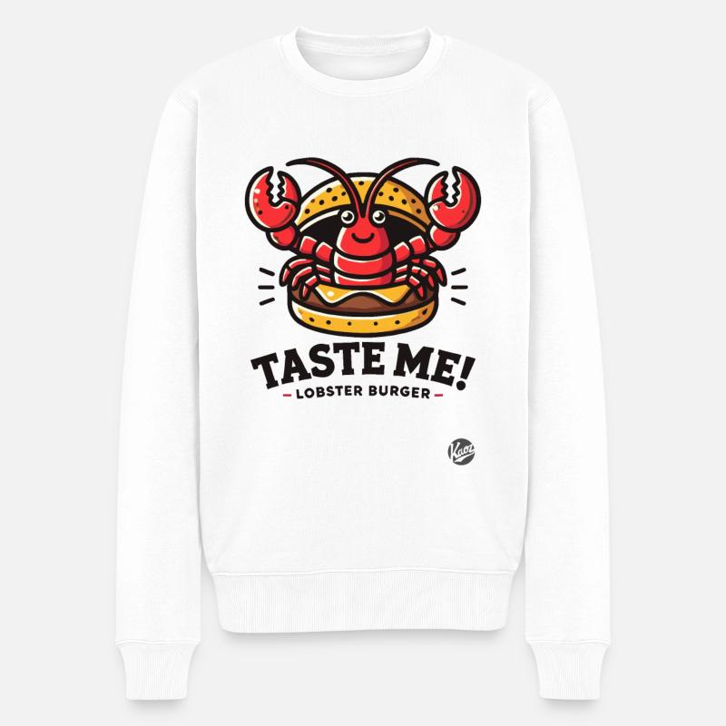 Probier den lustigen Hummer-Burger - Männer Premium Bio Pullover - Weiß