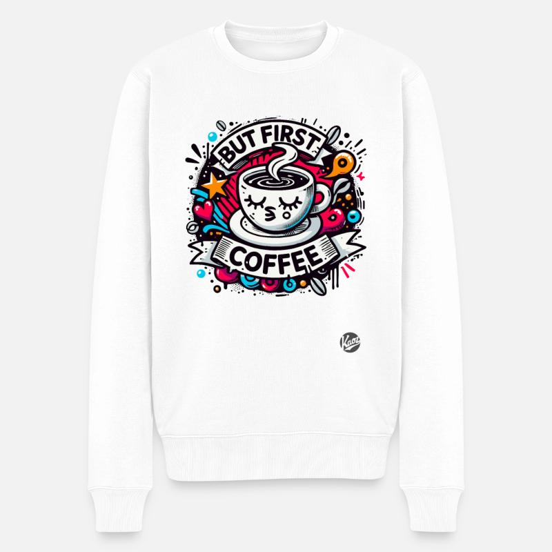 Mais d’abord le café - Pull Premium bio Homme - blanc