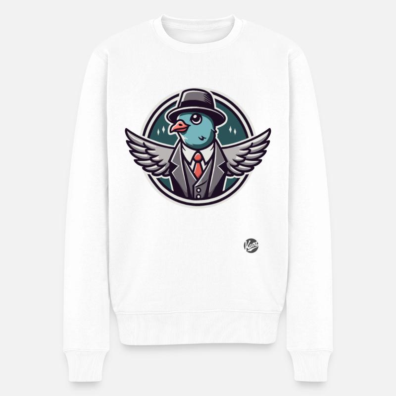 Retro Vintage Gentleman mit Taube - Männer Premium Bio Pullover - Weiß