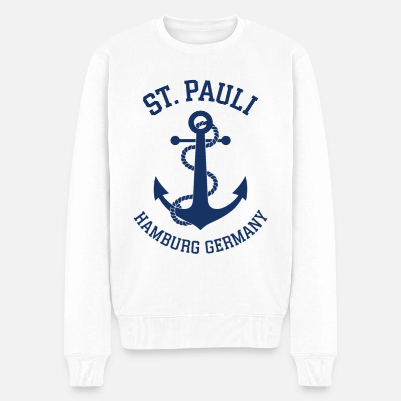St. Pauli Hamburg Anker Reeperbahn - Pull Premium bio Homme - blanc