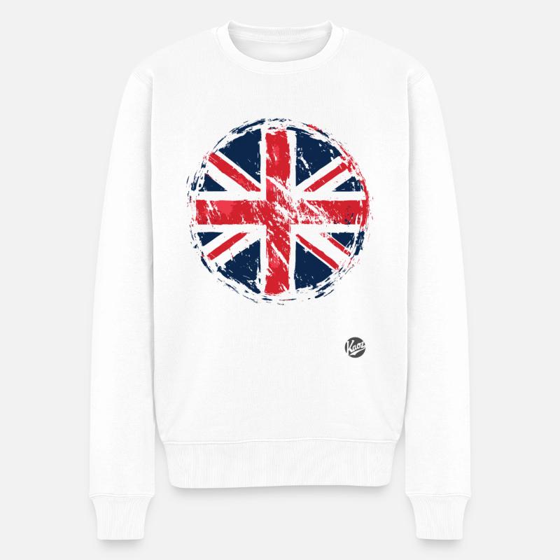 Union Jack Flagge Großbritannien - Männer Premium Bio Pullover - Weiß