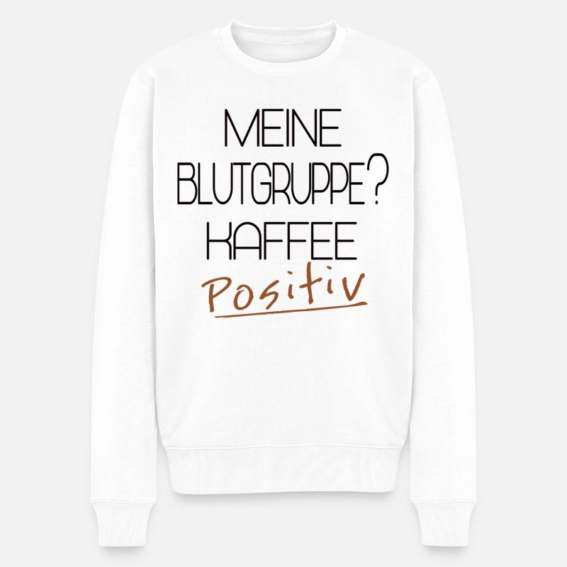 Blutgruppe Kaffee positiv - Männer Premium Bio Pullover - Weiß