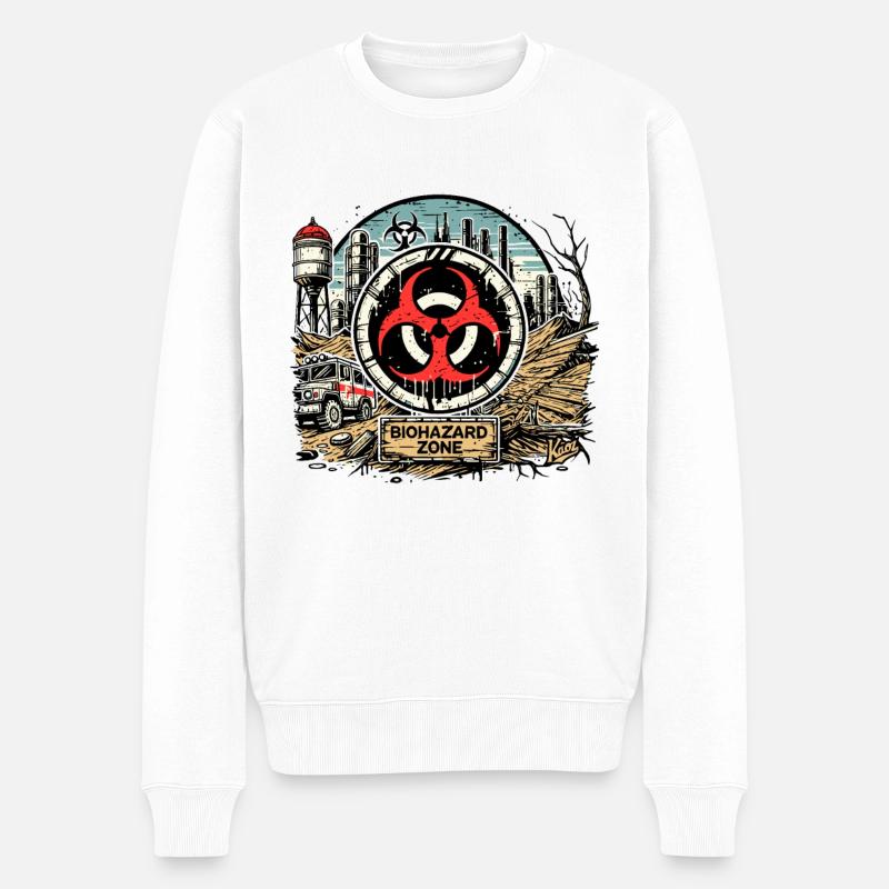 Biogefährdung-Biohazard Zone - Männer Premium Bio Pullover - Weiß
