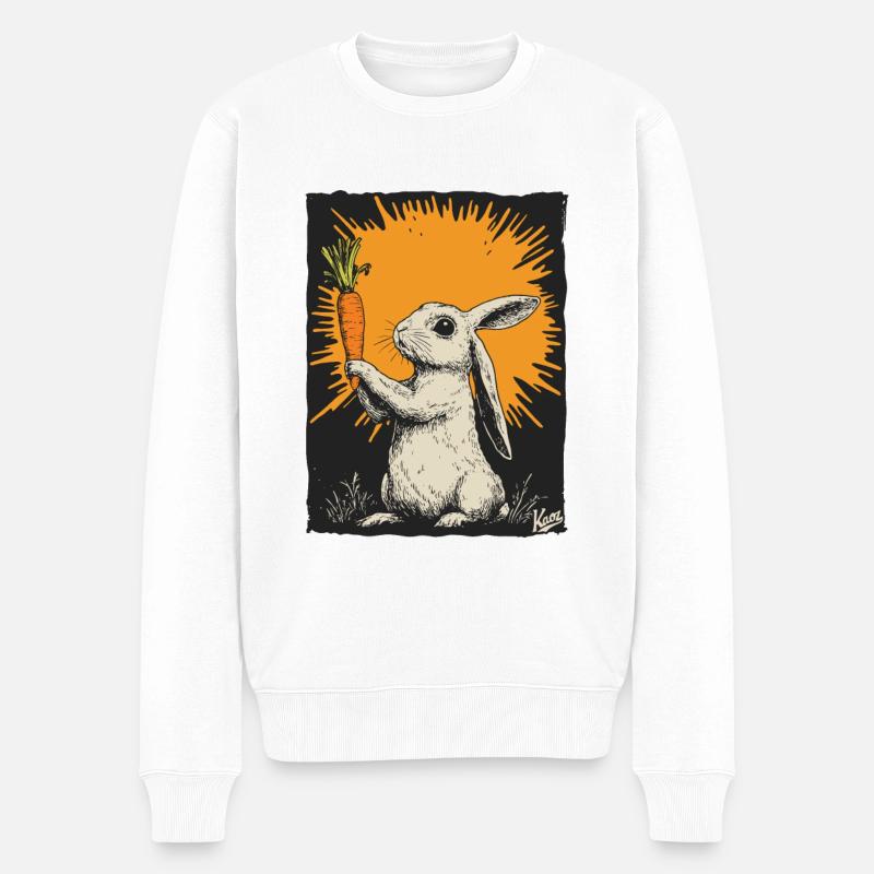Lapin à la carotte - Pull Premium bio Homme - blanc