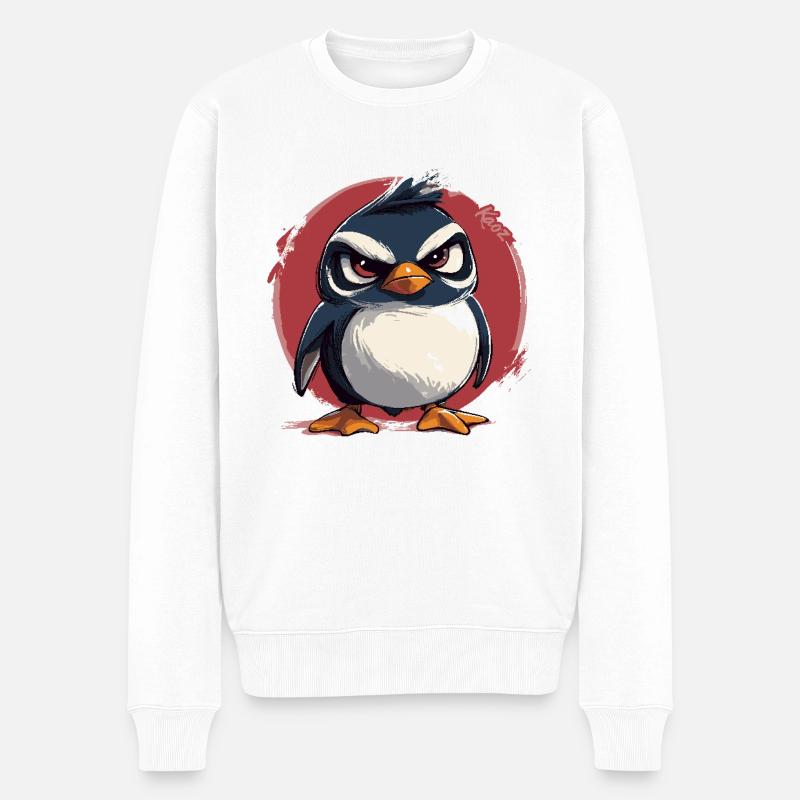 Schlechte-Laune-Pinguin - Männer Premium Bio Pullover - Weiß