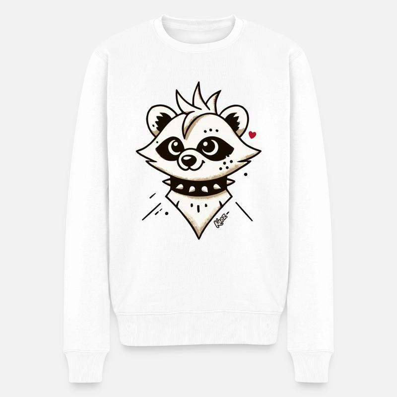 Anarchie Punk Waschbär - Männer Premium Bio Pullover - Weiß