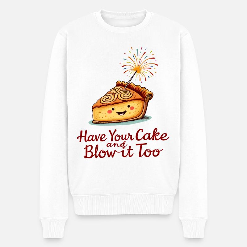 Süßer Apfelkuchen - Männer Premium Bio Pullover - Weiß