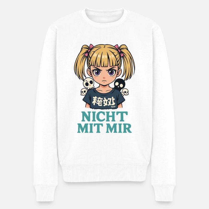 Nicht mit mir – Wütendes Mädchen - Männer Premium Bio Pullover - Weiß