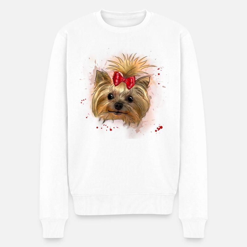 Yorkie - Männer Premium Bio Pullover - Weiß