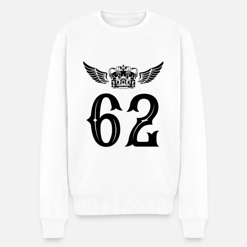 62 Couronne numérique - Pull Premium bio Homme - blanc