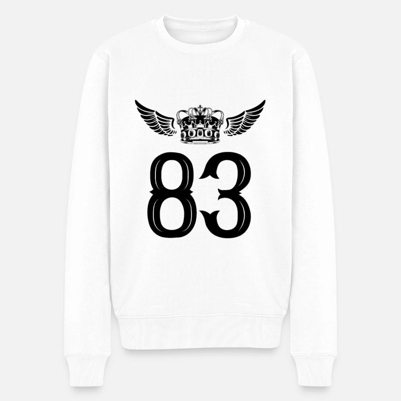 83 Zahl Krone - Männer Premium Bio Pullover - Weiß