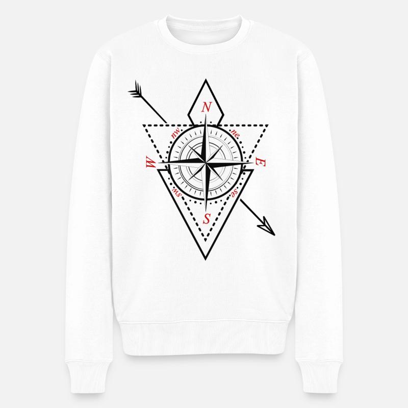 Kompass - Männer Premium Bio Pullover - Weiß