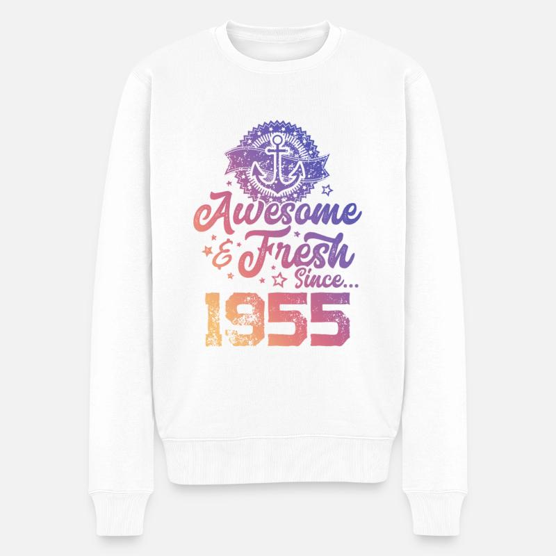 1955 awesome fresh - Männer Premium Bio Pullover - Weiß