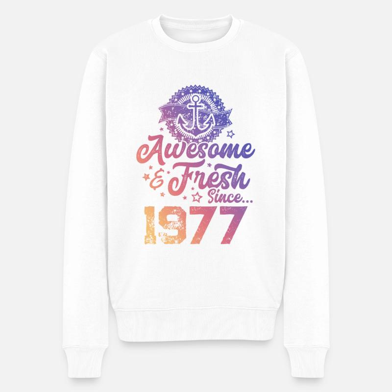1977 awesome fresh - Männer Premium Bio Pullover - Weiß