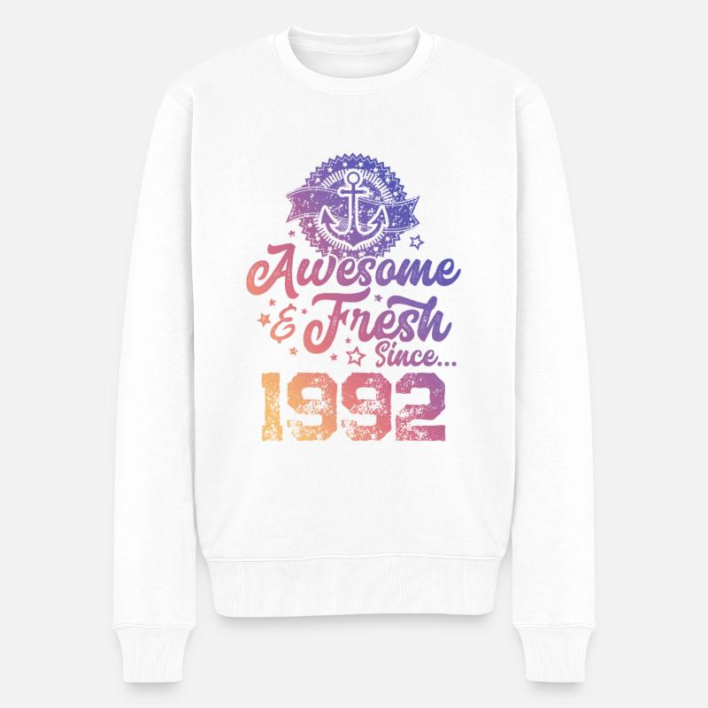 1992 awesome fresh - Männer Premium Bio Pullover - Weiß
