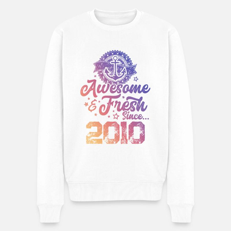 2010 awesome fresh - Männer Premium Bio Pullover - Weiß