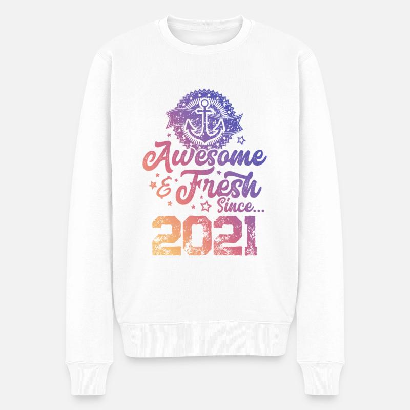 2021 awesome fresh - Männer Premium Bio Pullover - Weiß