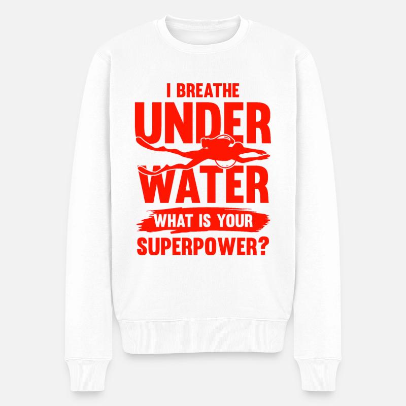 tauchen spruch - Männer Premium Bio Pullover - Weiß