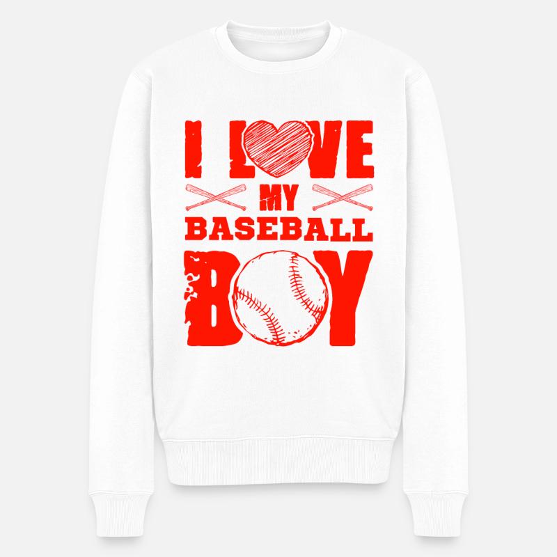 ich liebe baseball jungen - Männer Premium Bio Pullover - Weiß