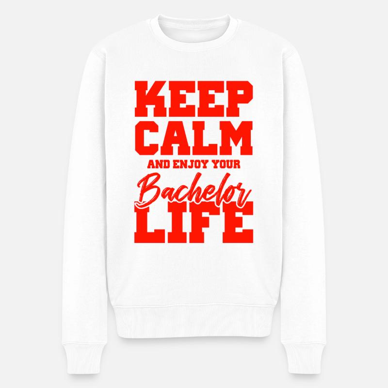keep calm bachelor - Männer Premium Bio Pullover - Weiß