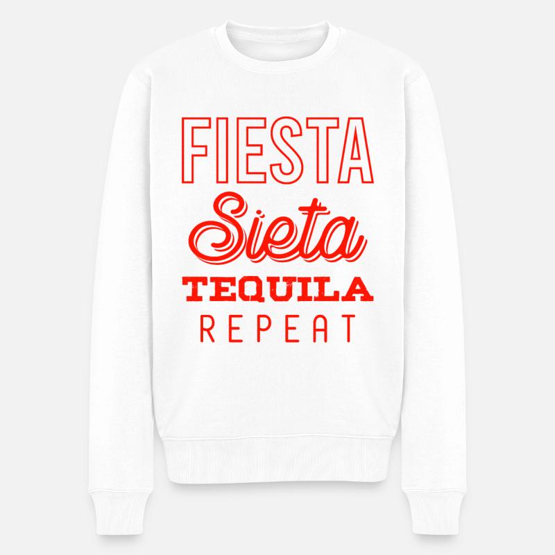 fiesta sieta tequila repeat - Männer Premium Bio Pullover - Weiß