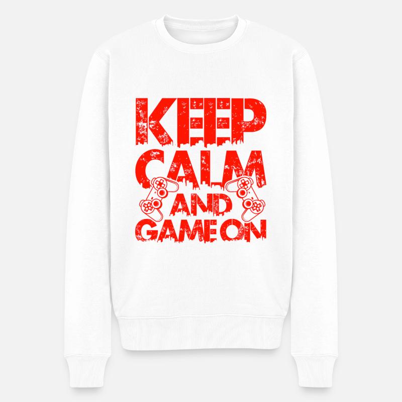 keep calm gamer - Männer Premium Bio Pullover - Weiß