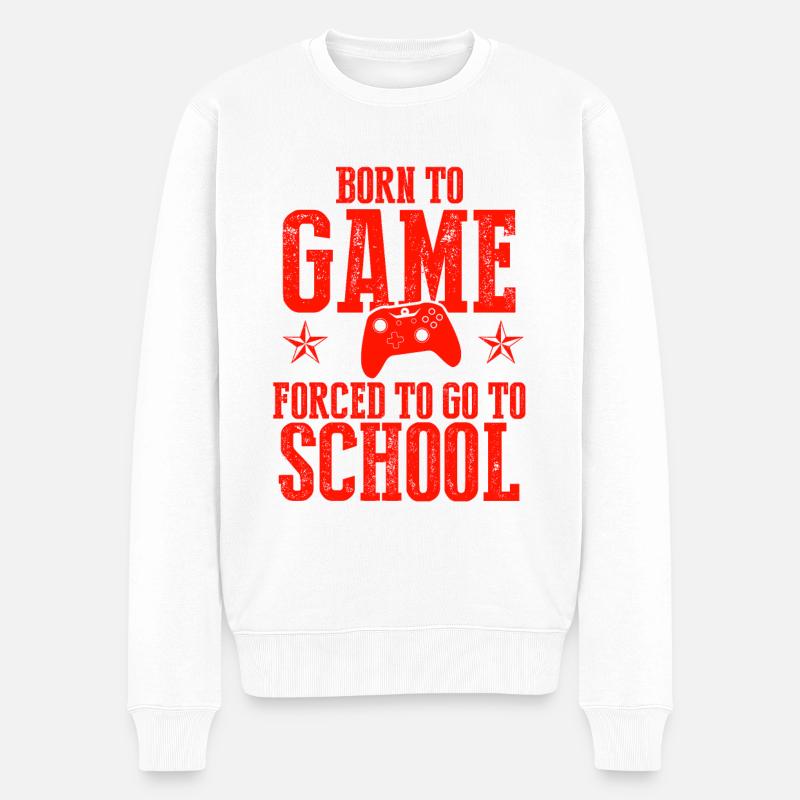 schule gamer - Männer Premium Bio Pullover - Weiß