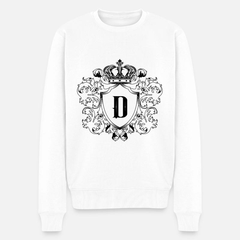 D Buchstabe Wappen - Männer Premium Bio Pullover - Weiß