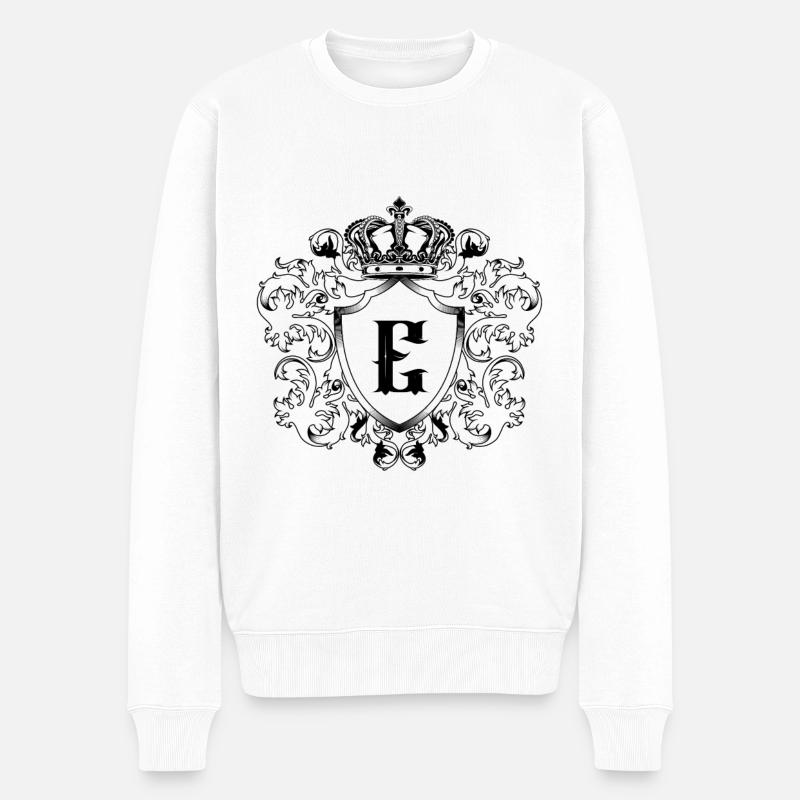 E Buchstabe Wappen - Männer Premium Bio Pullover - Weiß