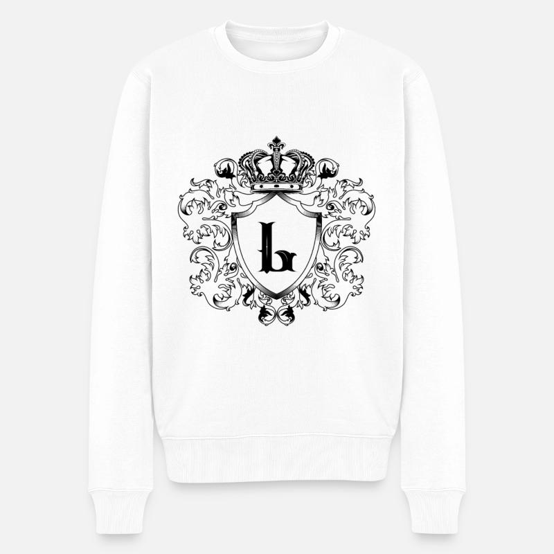L Buchstabe Wappen - Männer Premium Bio Pullover - Weiß
