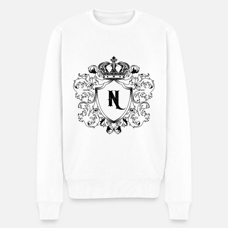 N Buchstabe Wappen - Männer Premium Bio Pullover - Weiß