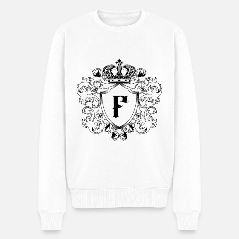 F Buchstabe Wappen - Männer Premium Bio Pullover - Weiß