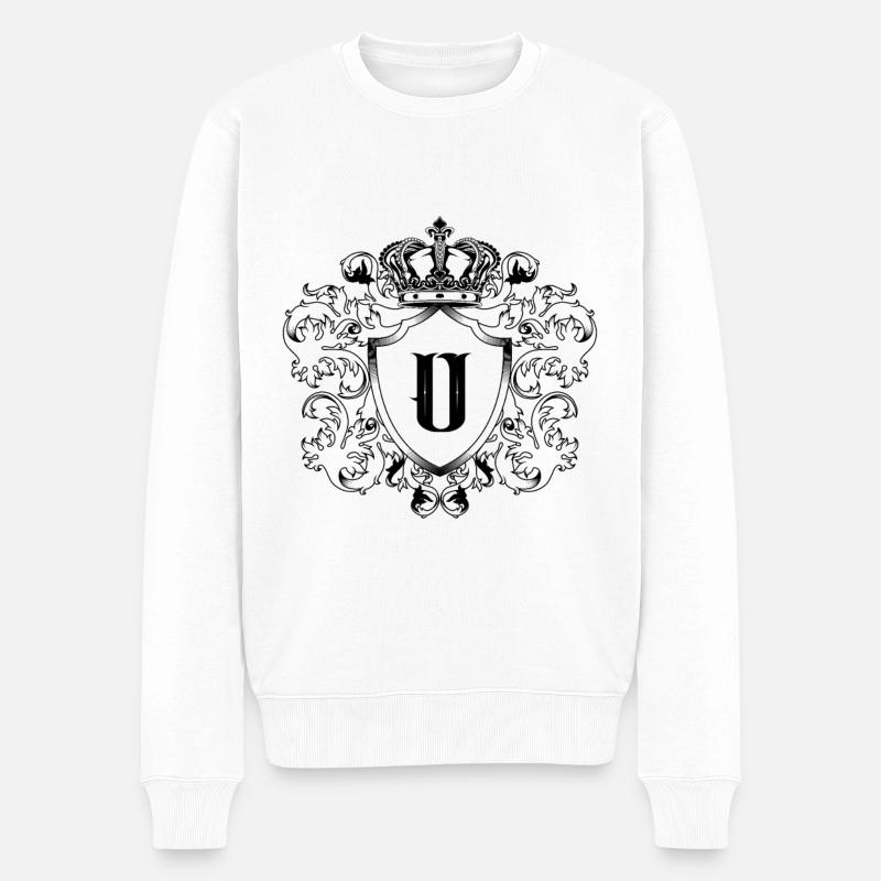 U Buchstabe Wappen - Männer Premium Bio Pullover - Weiß