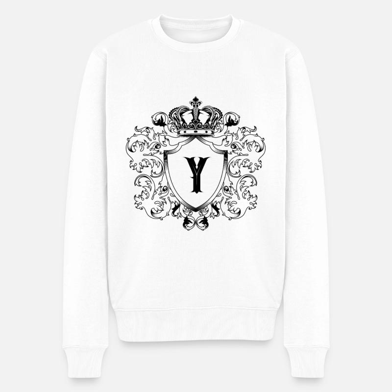 Y Buchstabe Wappen - Männer Premium Bio Pullover - Weiß