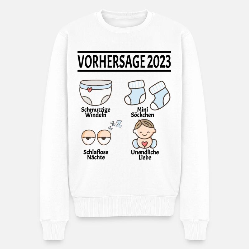 Werdende Eltern Vorhersage 2023 Schwanger für - Männer Premium Bio Pullover - Weiß