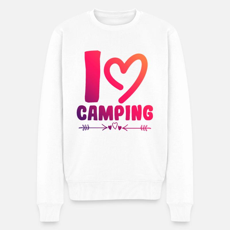 Ich liebe Camping - Männer Premium Bio Pullover - Weiß