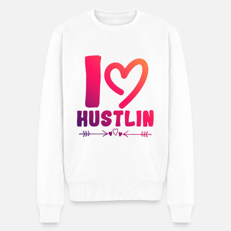 Ich liebe Hustlin - Männer Premium Bio Pullover - Weiß