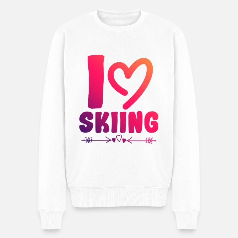 Ich liebe Skiing - Männer Premium Bio Pullover - Weiß