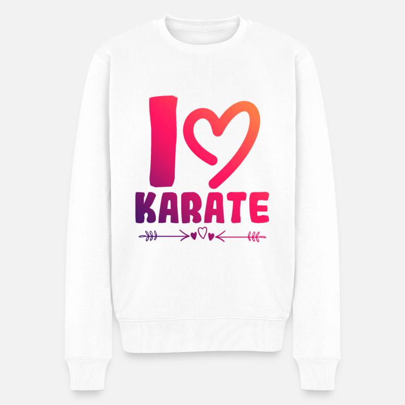 Ich liebe Karate - Männer Premium Bio Pullover - Weiß