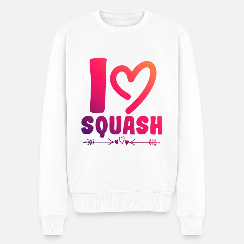 Ich liebe Squash - Männer Premium Bio Pullover - Weiß
