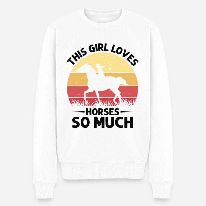 Dieses Mädchen Liebt Pferde So Sehr Western Kultur - Männer Premium Bio Pullover - Weiß