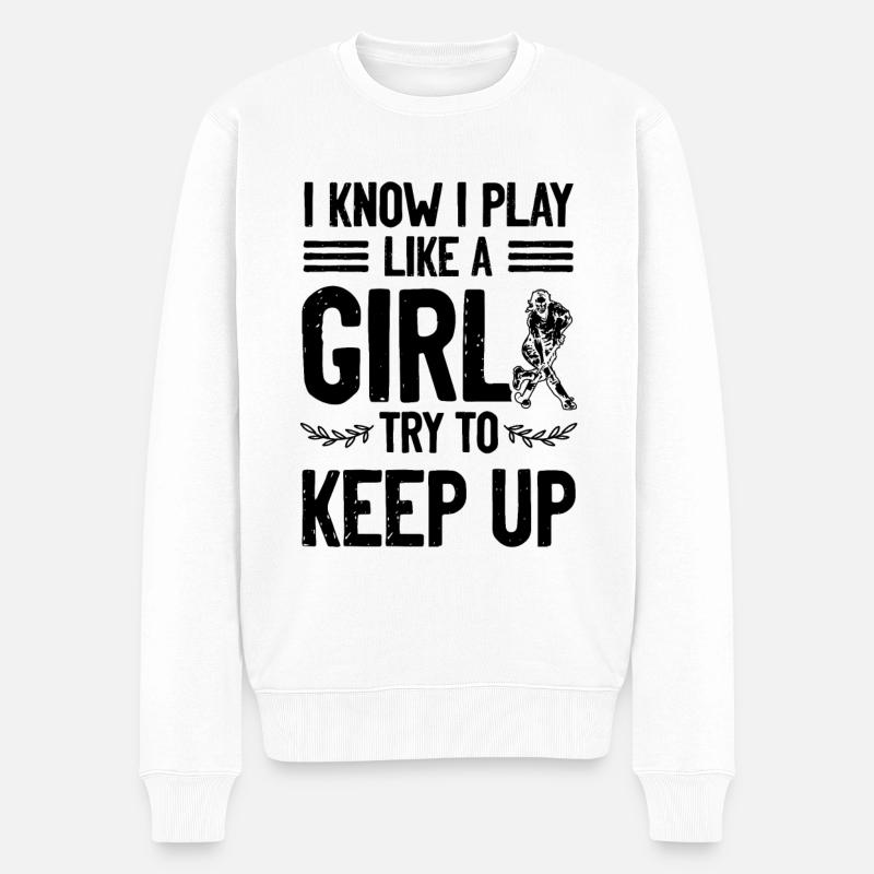 Fille de hockey sur gazon - Pull Premium bio Homme - blanc