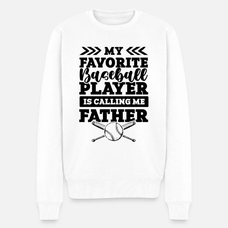 baseball father - Männer Premium Bio Pullover - Weiß