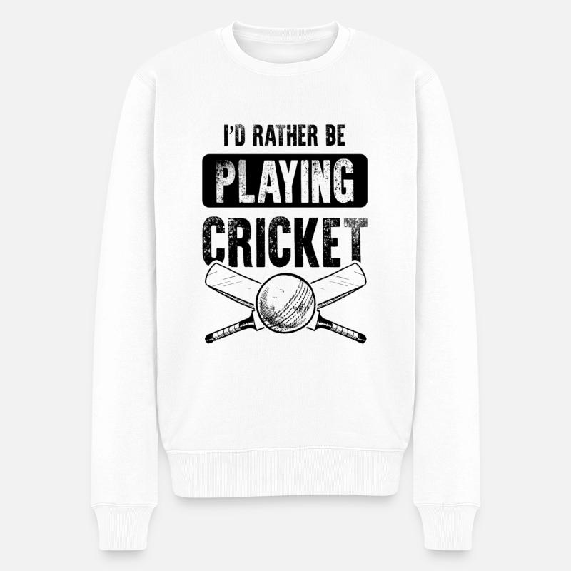 playing cricket - Männer Premium Bio Pullover - Weiß