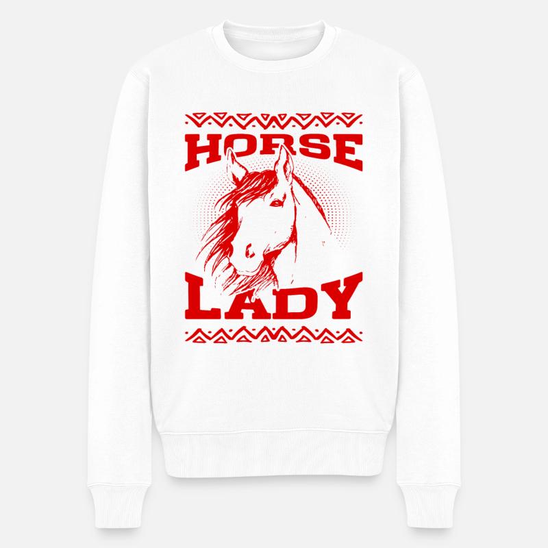 Horse Lady - Männer Premium Bio Pullover - Weiß