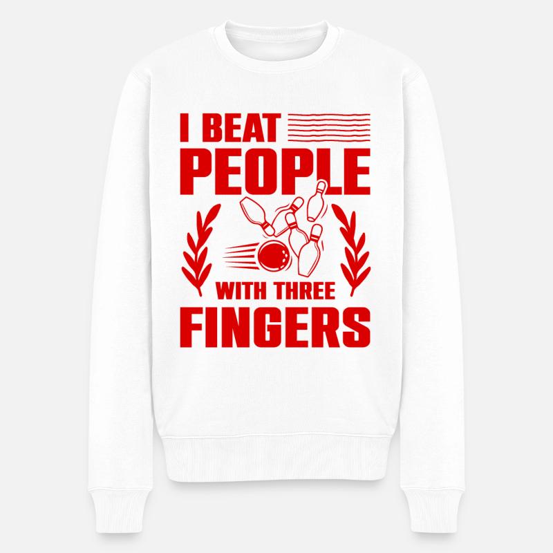 Bowling lustiger spruch - Männer Premium Bio Pullover - Weiß